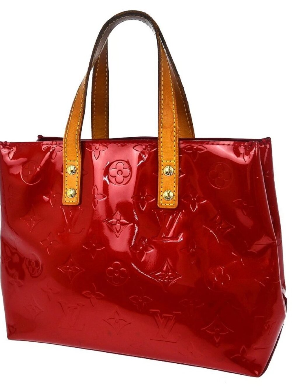 LOUIS VUITTON RED VERNIS READE PM TOTE HANDBAG M91088 MI1006 YQ07250 - Picture 2 of 15